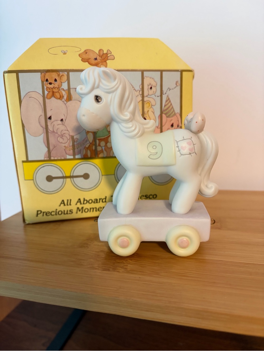 Vintage Precious Moments Birthday Train Series White Pony Being 9 Is Just Divine
